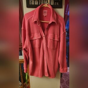 Aerie Fushia Pink Waffle Knit Shacket